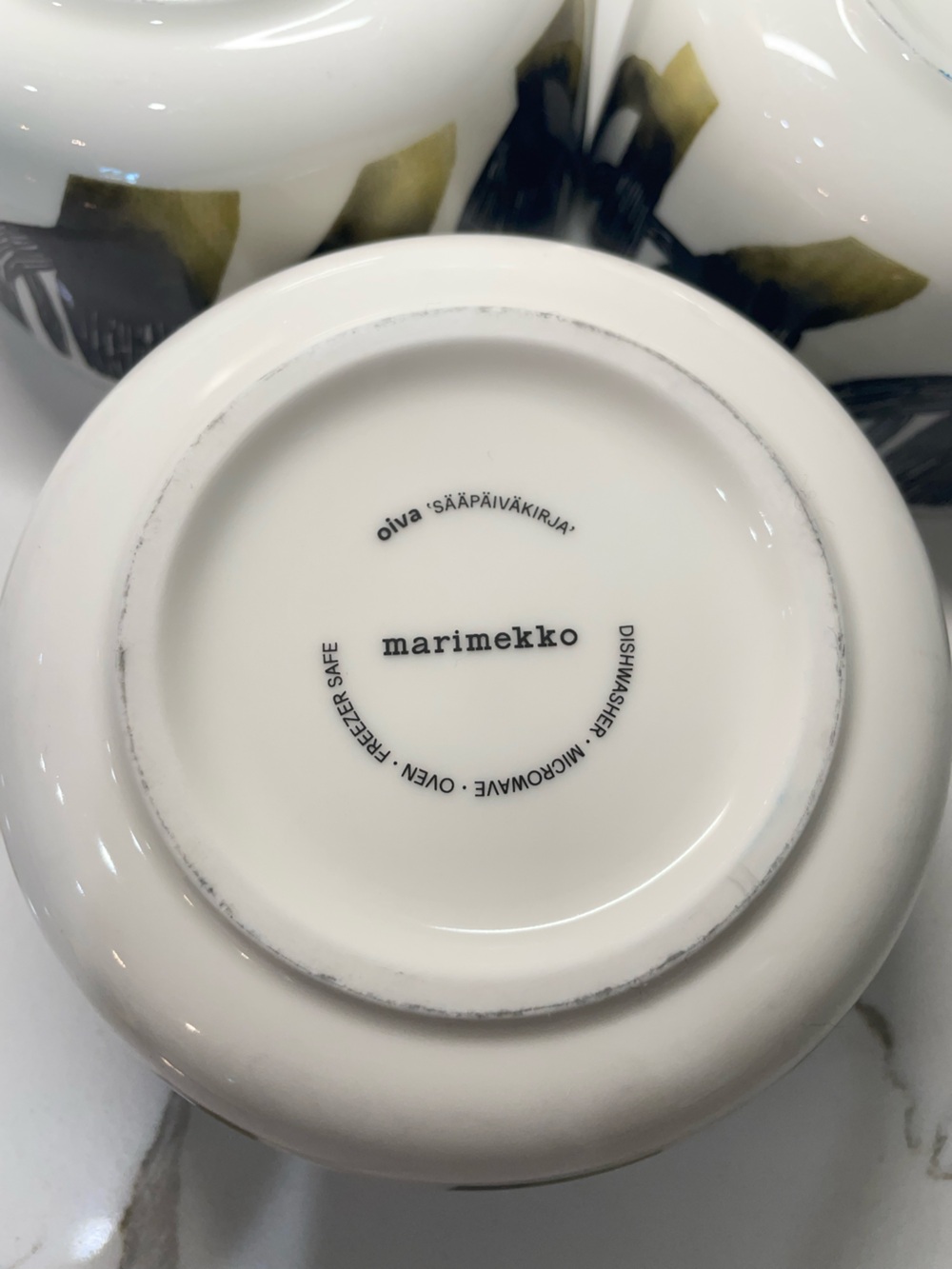 Marimekko Oiva Saapaivakirja 3pc Black and White Tree Motif 5in Ceramic Bowls - Picture 7 of 13